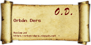 Orbán Ders névjegykártya